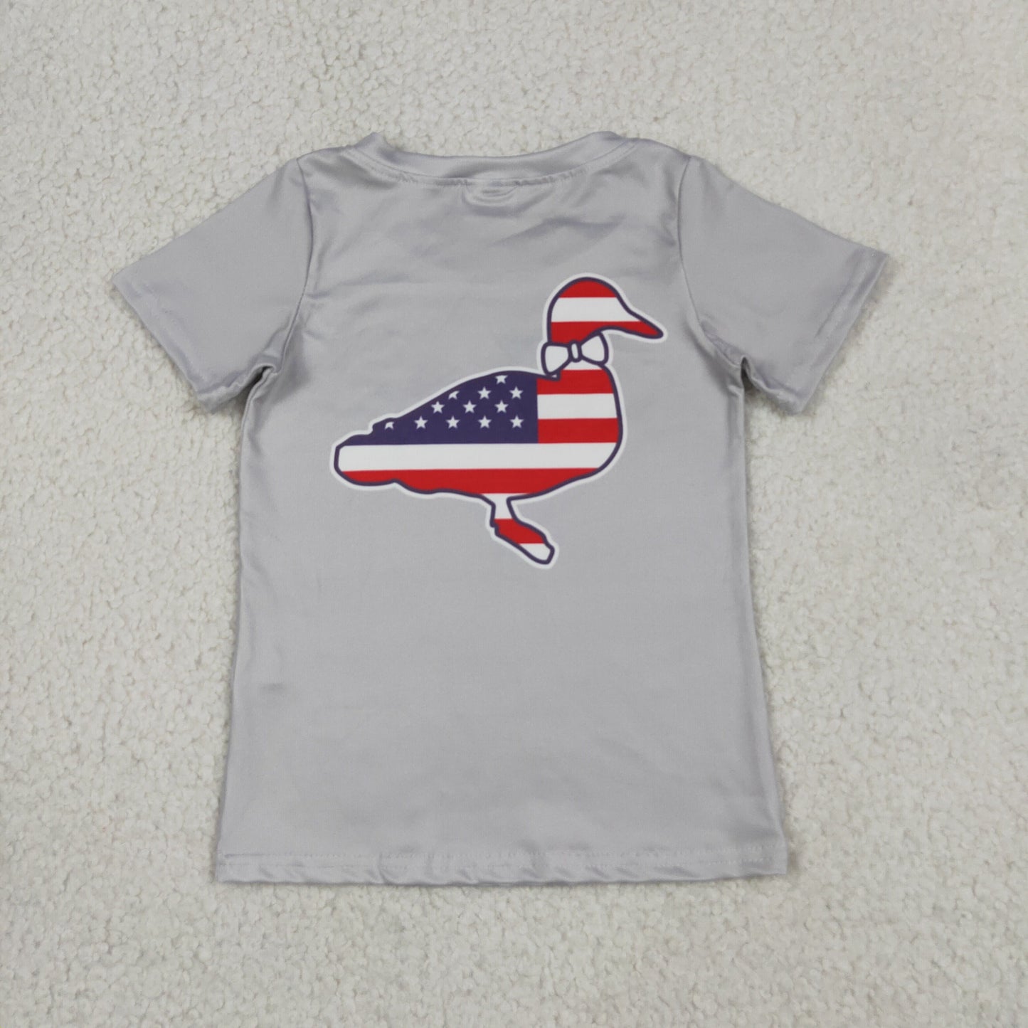 Baby Boy Short Sleeves Grey July 4th Ducks Tee T-Shirt Tops RTS