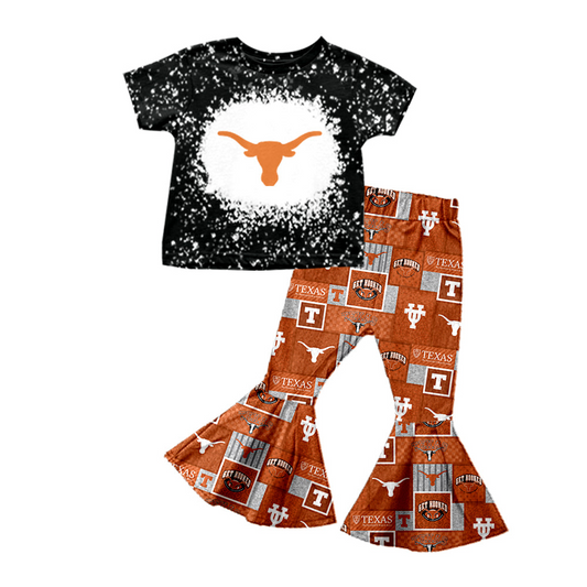 Baby Girl Short Sleeves Cow Team Shirt Bell Pants Set Moq 5