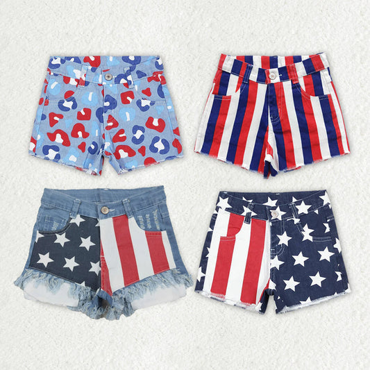 Baby Girls 4th Of July Sibling Sister Denim Shorts