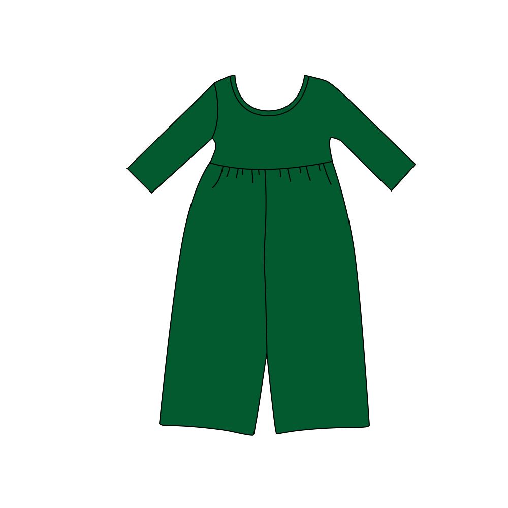 ( Moq 5 ) Preorder Baby Girls Kids Long Sleeves Green Pants Cotton Jumpsuit Clothes