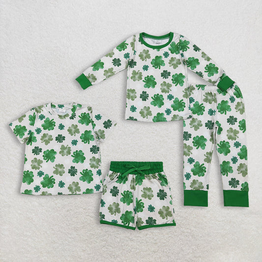 Sibling Baby Girls Kids Green Clovers Shirts Shorts Pants St Patrick Sets Clothes RTS