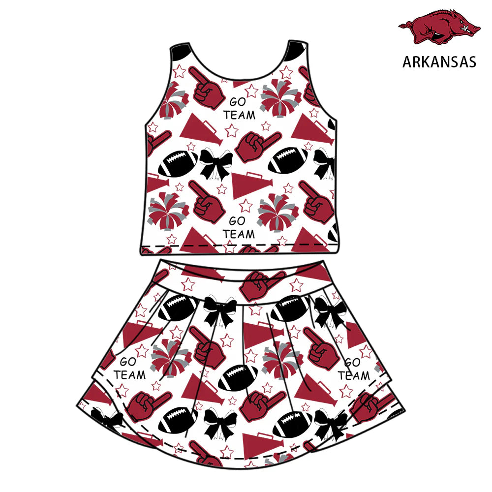 ( Moq 5 ) Baby Girl Toddler Sleeveless Pig Football Bows Cheer Skort Dress 6.7