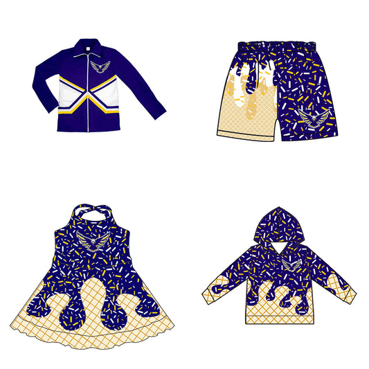 ( Moq 5 each style ) Baby Boy Girl Summer Team Sibling Eagles Drip Bows Shorts Shirt Dress Set 7.25