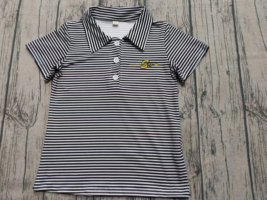 (Moq 5 ) Boys Kids Short Sleeves Stripes Team Buttons Shirt