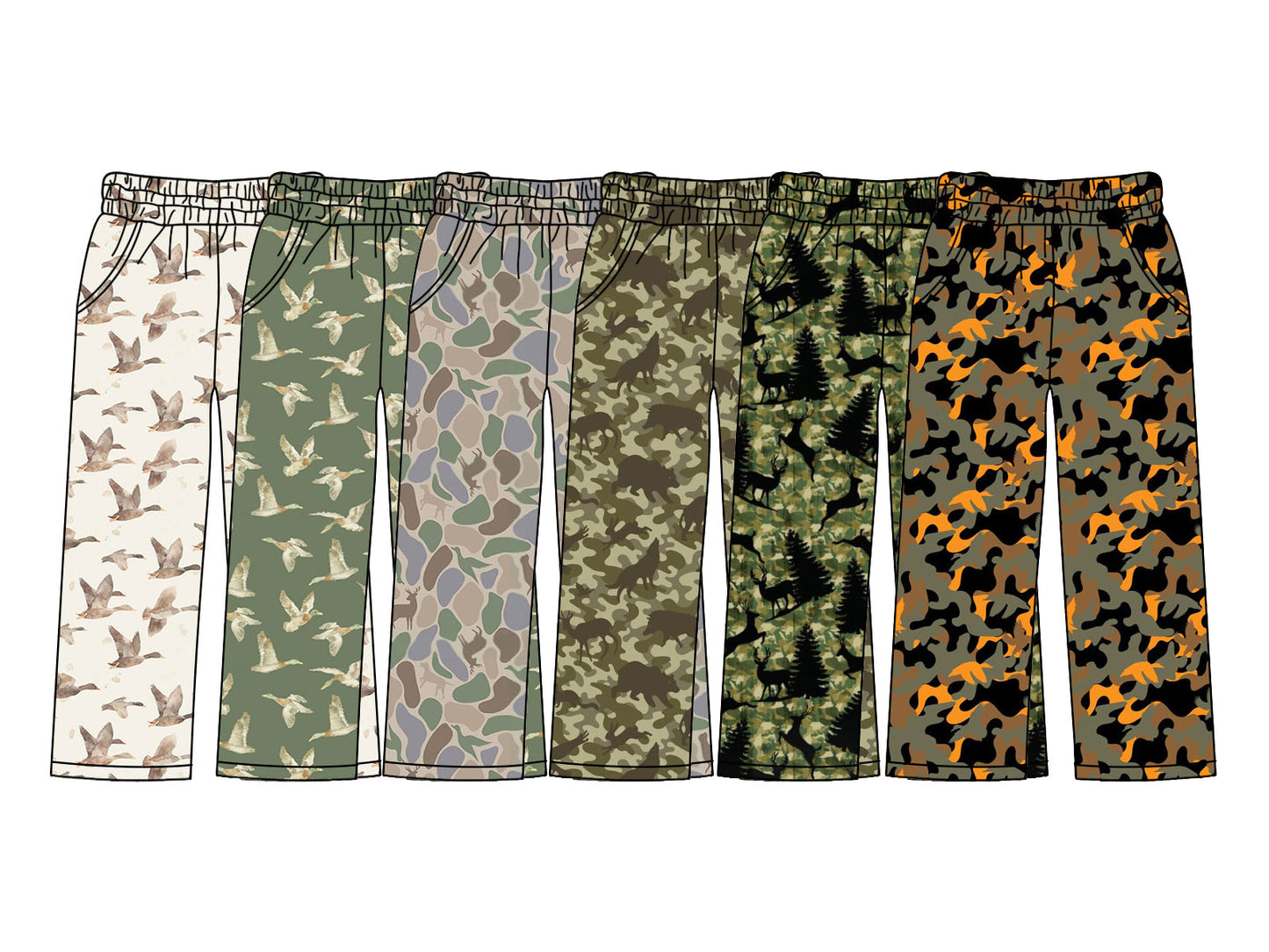 ( Moq 5 Each Style ) Sibling Baby Kids Ducks Deer Camo Pockets Pajamas Pants Hunting Clothes