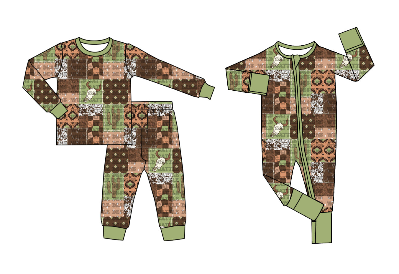 ( Moq 5 Each Style ) Sibling Baby Boys Kids Western Cow Aztec Set Romper Clothes
