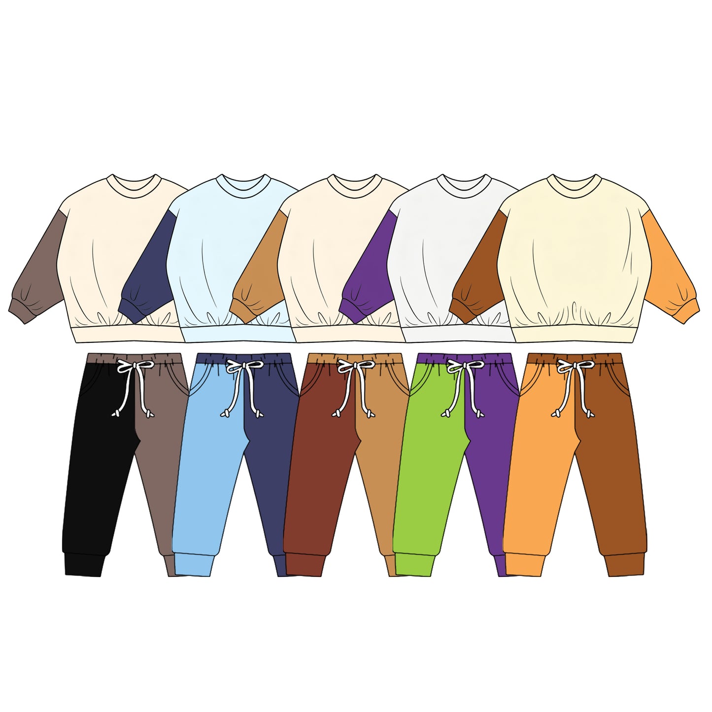 ( Moq 5 Each Style ) Sibling Baby Kids Toddler Long Sleeves Shirts Pants Sets Cotton Clothes
