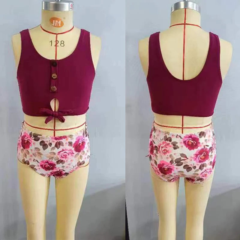 S0141 Baby Girl Floral Swimsuit Summer Bathing Suit Outfit