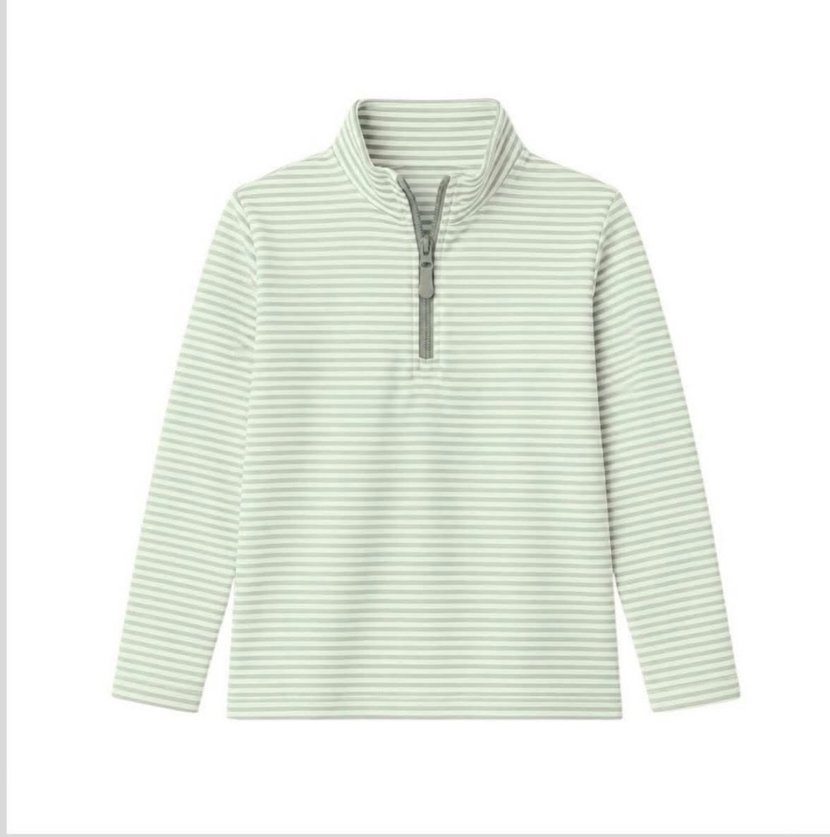 ( Moq 5 ) Preorder Baby Boy Kids Long Sleeves Green Stripes Zipper Pullover Shirt Clothes