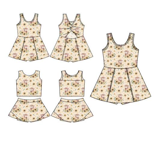 ( Moq 5 Each Style ) Baby Girl Sleeveless Sunflower Cow Western Sibling Dress Set 3.22