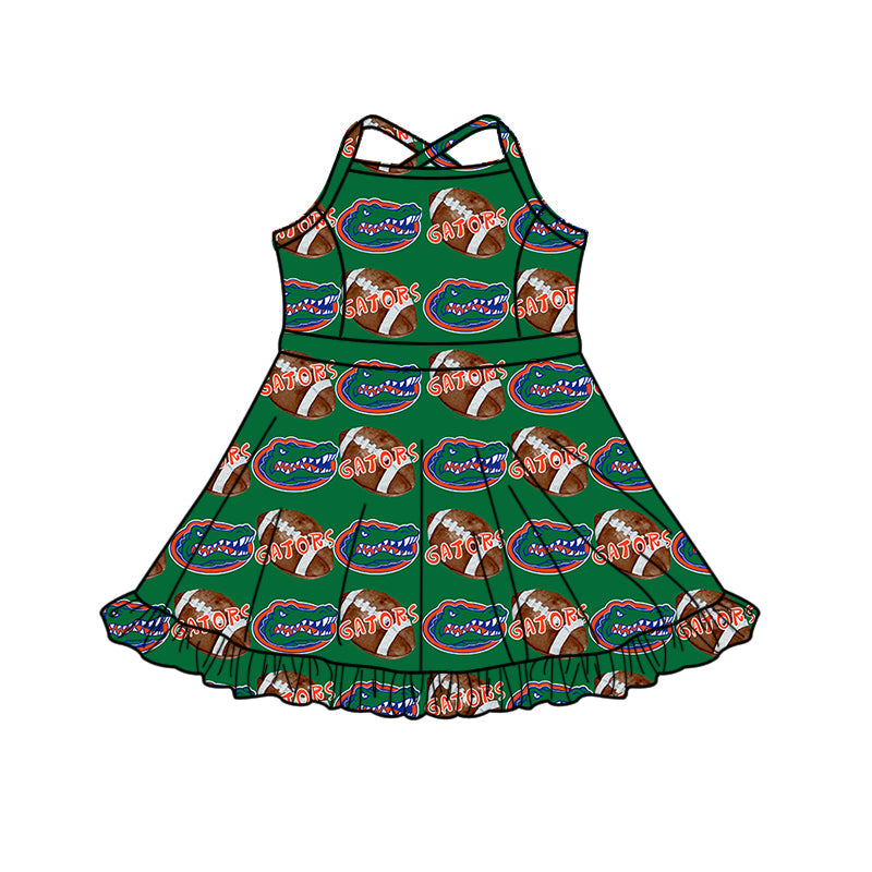 ( Moq 5 each style ) Baby Boy Girl Team Football Sibling Green Shirt Dress Set 8.19