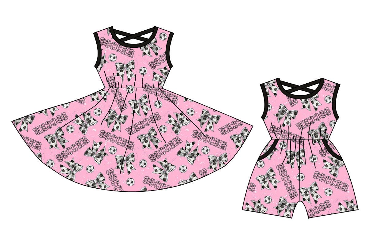 Baby Girl Soccer Bows Sibling Dress Jumpsuit ( Moq 5 Each Style ) 12.24
