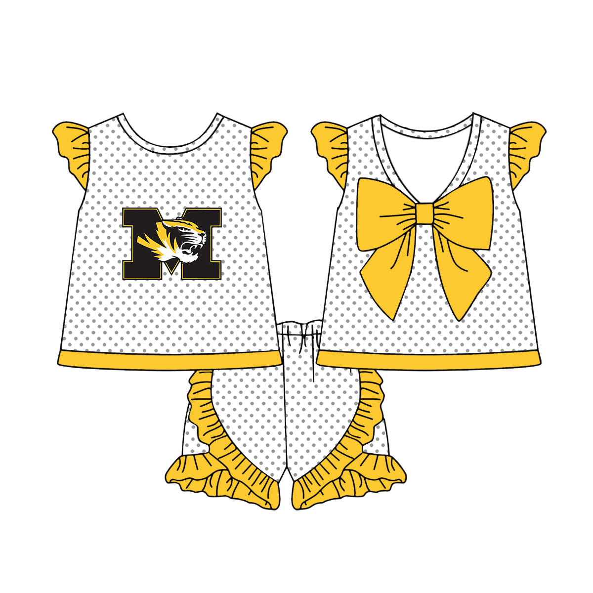 ( Moq 5 each style ) Baby Boy Girl Short Sleeves Team Tiger Sibling Dress Shirt Set 5.5