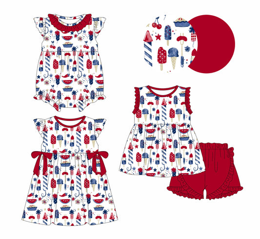 Baby Girl July 4th Sibling Romper Dress Set ( Moq 5 Each Style ) 12.28