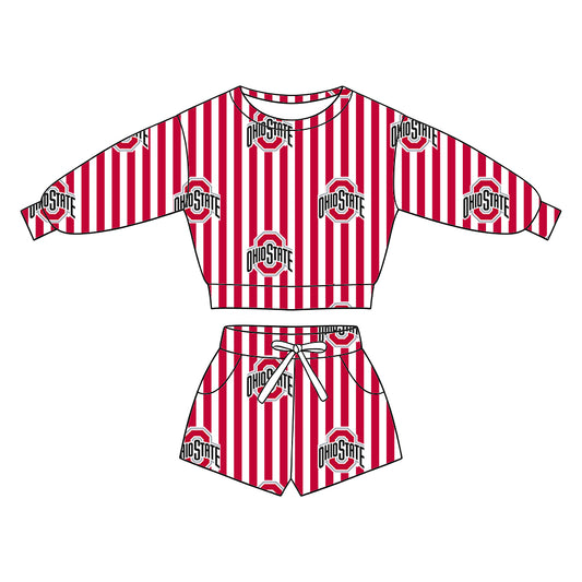 ( Moq 5 ) Baby Girls Kids Long Sleeves Shirt Pockets Shorts Team Set Clothes