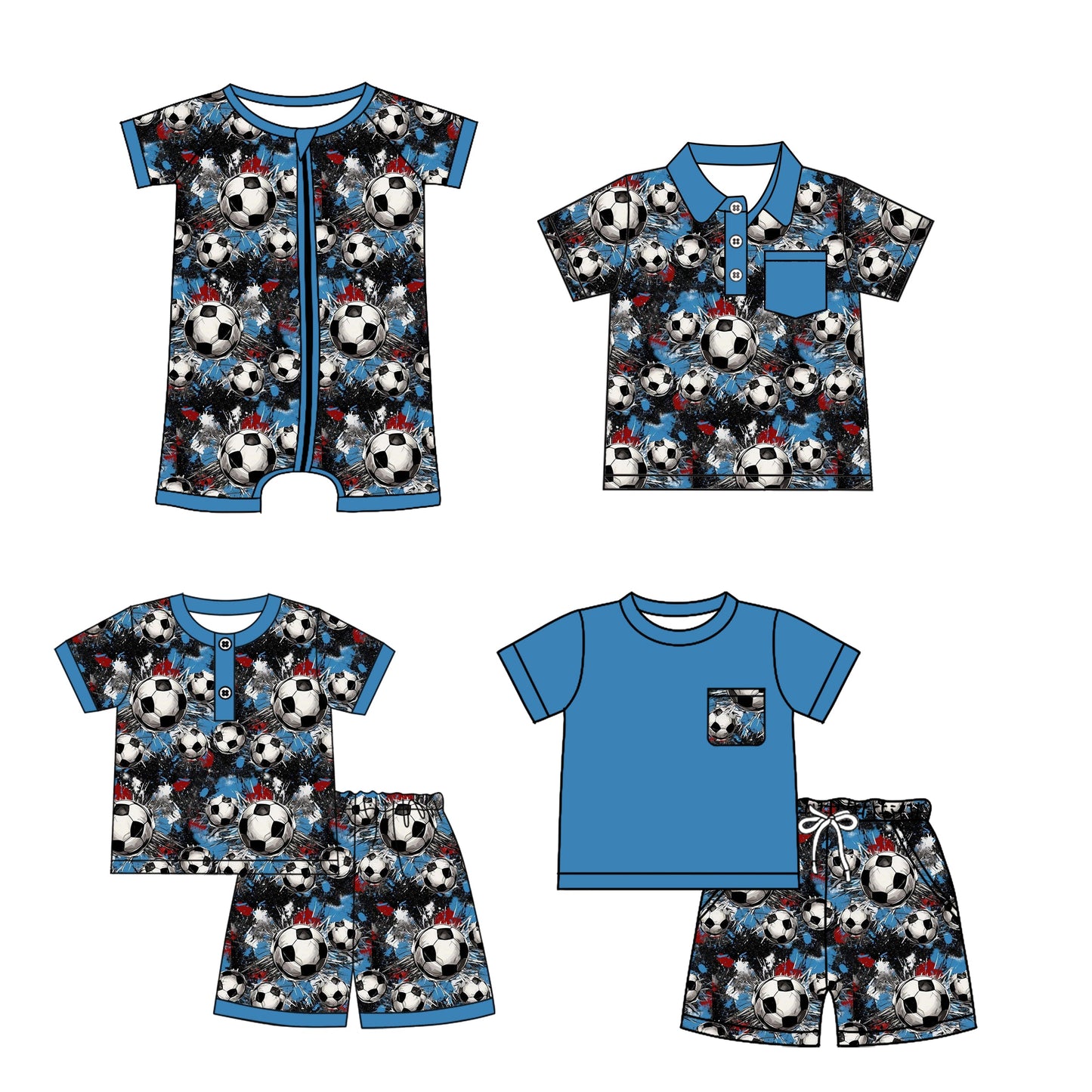 Baby Boy Short Sleeves Soccers Sibling Romper Shirt Set ( Moq 5 Each Style ) 3.21