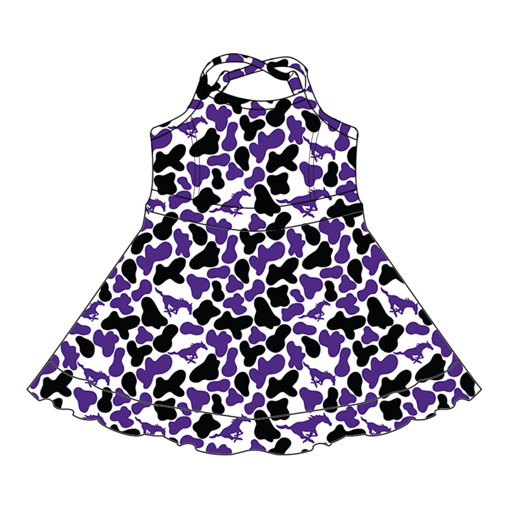 ( Moq 5 each style ) Baby Boy Girl Team Camo Sibling Purple Shirt Jumpsuit Dress Set 8.6