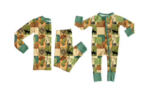 ( Moq 5 Each Style ) Baby Kids Toddler Western Cactus Rodeo Sibling Romper Set