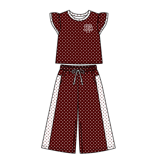 ( Moq 5 ) Baby Girls Kids Short Sleeves Shirt Pants Team Set Clothes
