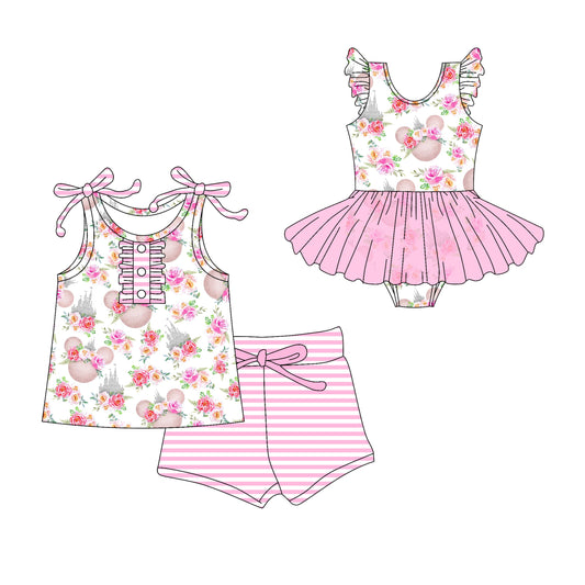 Baby Girl Mouse Flower Sibling Tulle Romper Set ( Moq 5 Each Style ) 3.18