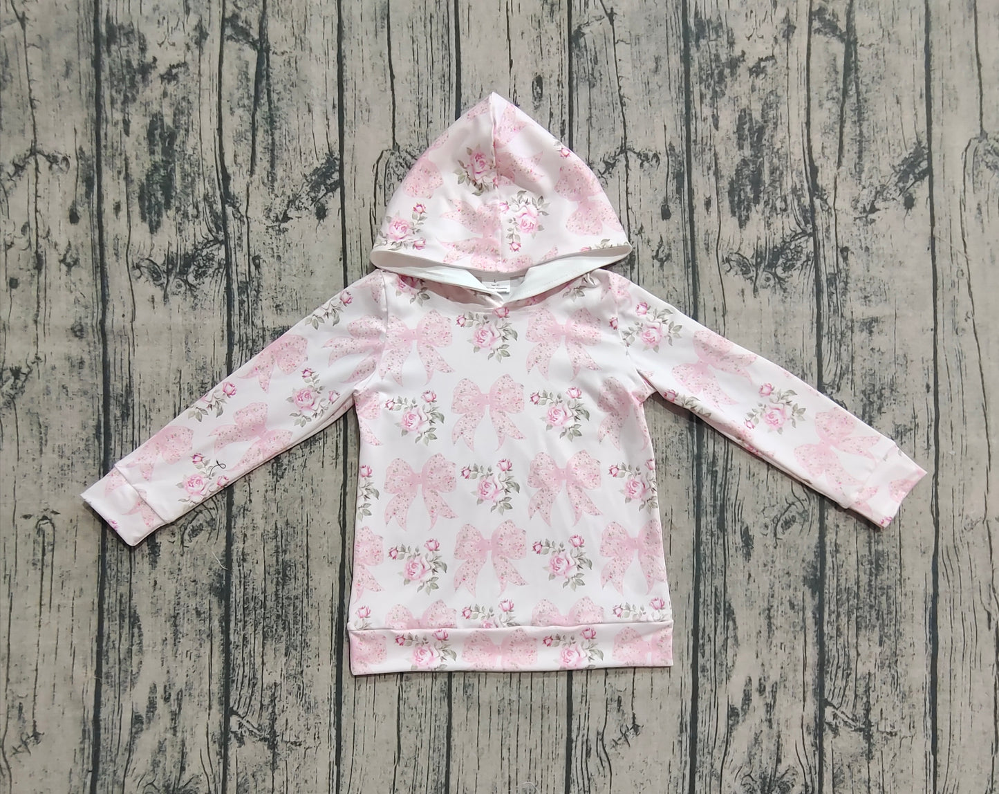 Baby Girl Long Sleeves Pink Flower Bows Hoodie Shirt Tops RTS