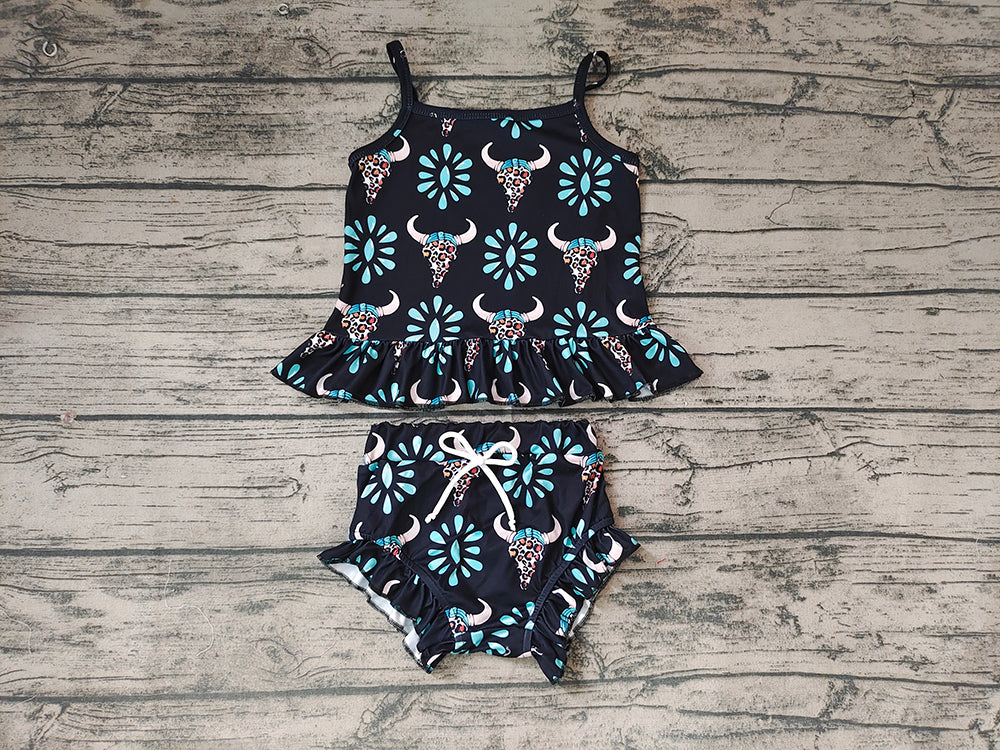 Promotion Baby Girl Westen Cow Print Bummie Summer Outfit