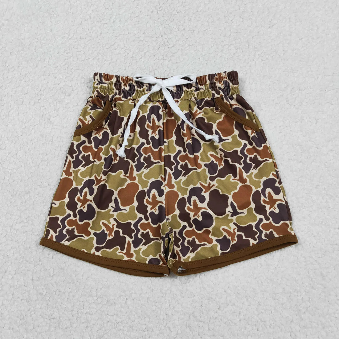 Baby Boys Short Sleeves White Shirt Camo Ducks Pockets Shorts Summer Clothes Set RTS