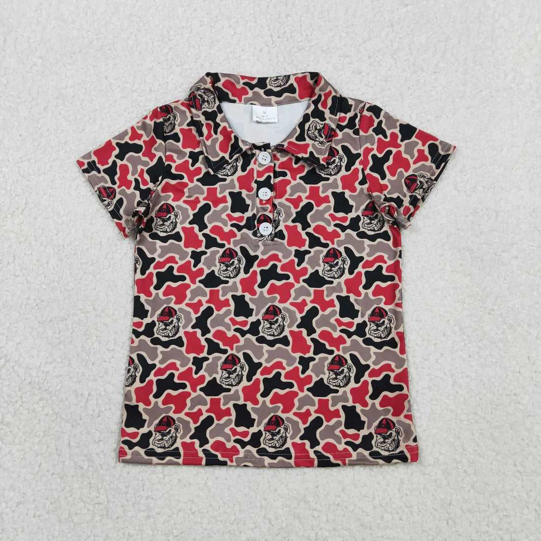 Sibling Baby Girls Adult Women Short Sleeves Dogs Camo Print Team Buttons Shirts Tops RTS