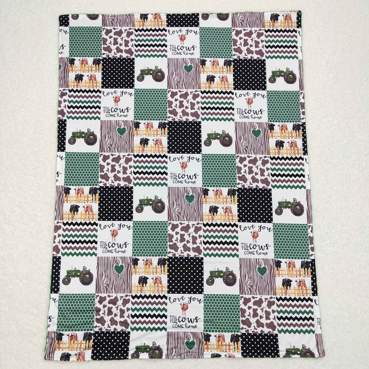 Baby Kids Farm Tractor Love Cow Blanket