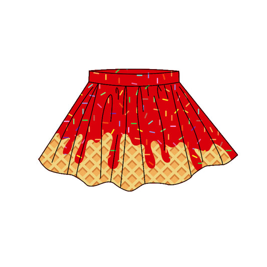 ( Moq 5 ) Preorder Baby Girls Kids Red Sprinkles Drips Skirt Shorts Yoga Active Bottom Clothes