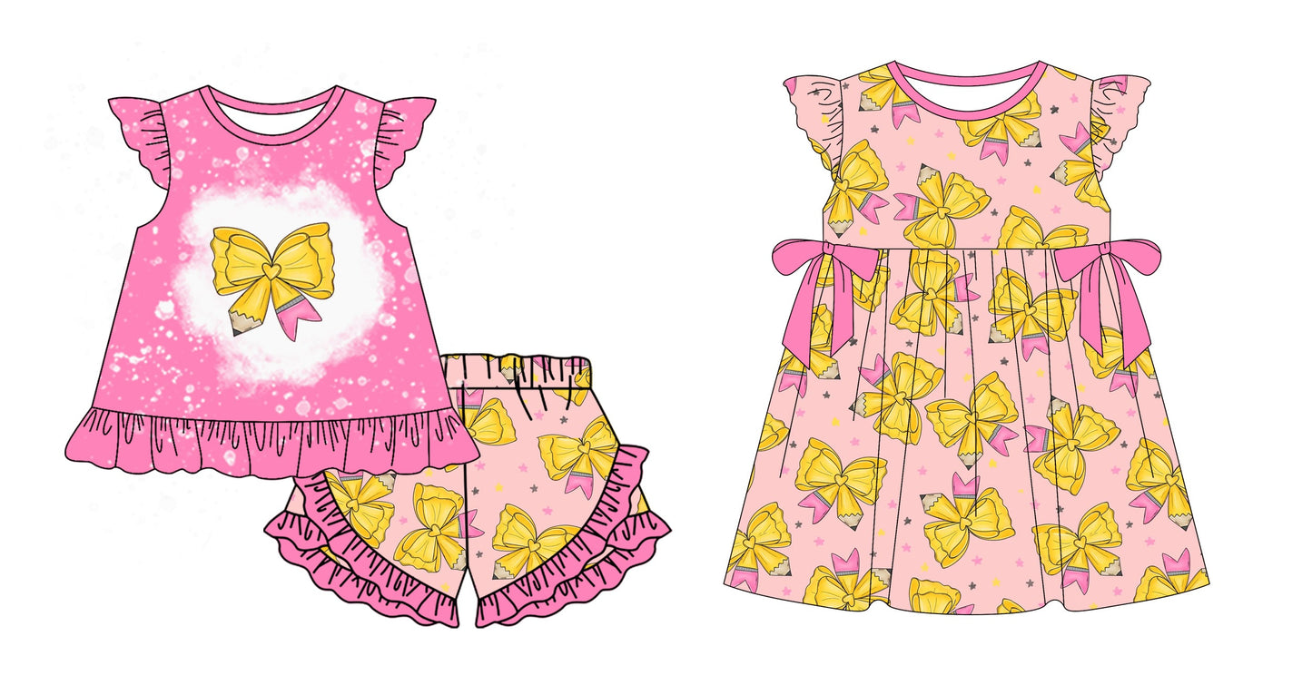 Baby Girl Bows Pencil Back To School Sibling Dress Set ( Moq 5 Each Style ) 12.30