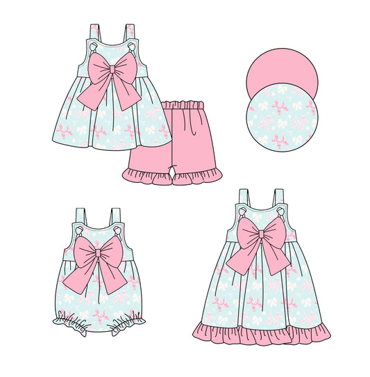 ( Moq 5 Each Style ) Baby Girl Sleeveless Bows Sibling Romper Dress Set 3.29