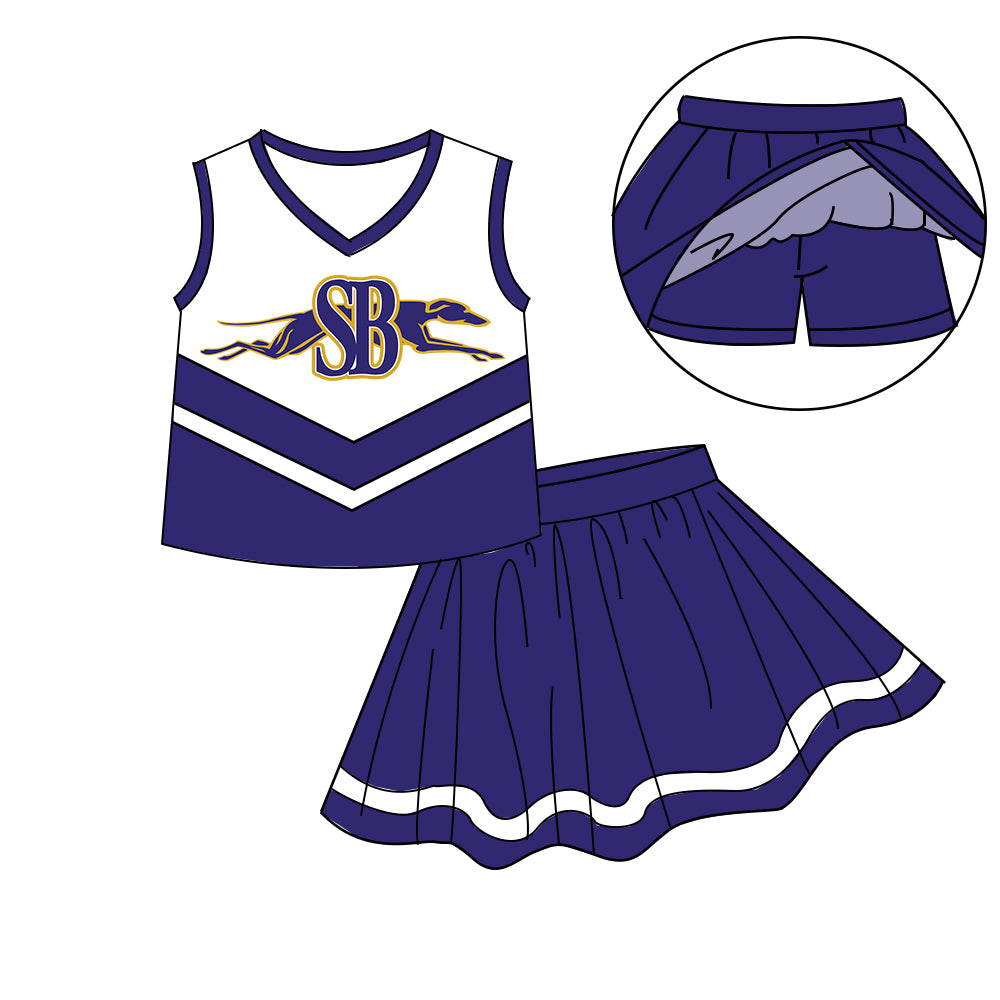 ( Moq 5 each style ) Baby Boy Girl Team Cheer Sibling Shirt Purple Bows Jumpsuit Dress Set 7.30