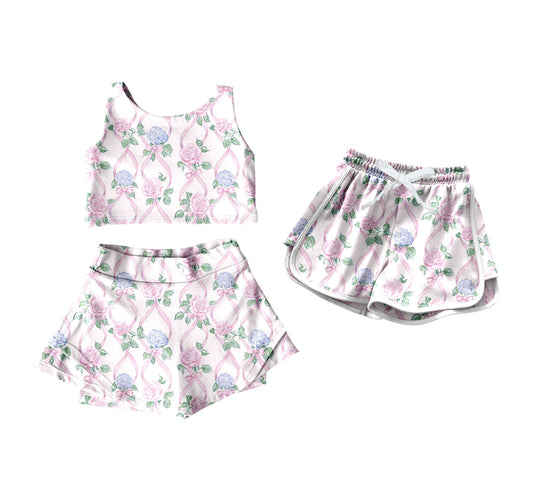 ( Moq 5 Each Style ) Baby Girl Flower Bows Summer Sibling Shorts Set 4.17