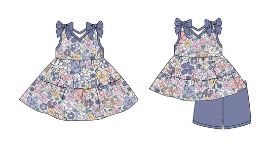 Baby Girl Straps Bows Flower Sibling Dress Set ( Moq 5 Each Style ) 2.28
