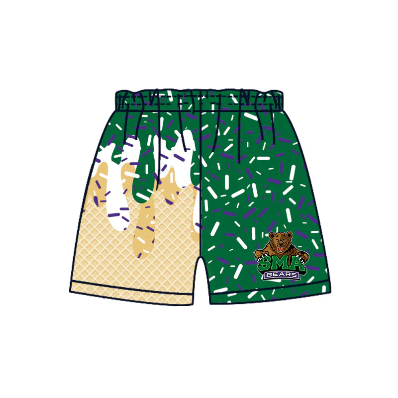 ( Moq 5 each style ) Baby Boy Team Sibling Bear Green Drip Shorts Shirt 7.24