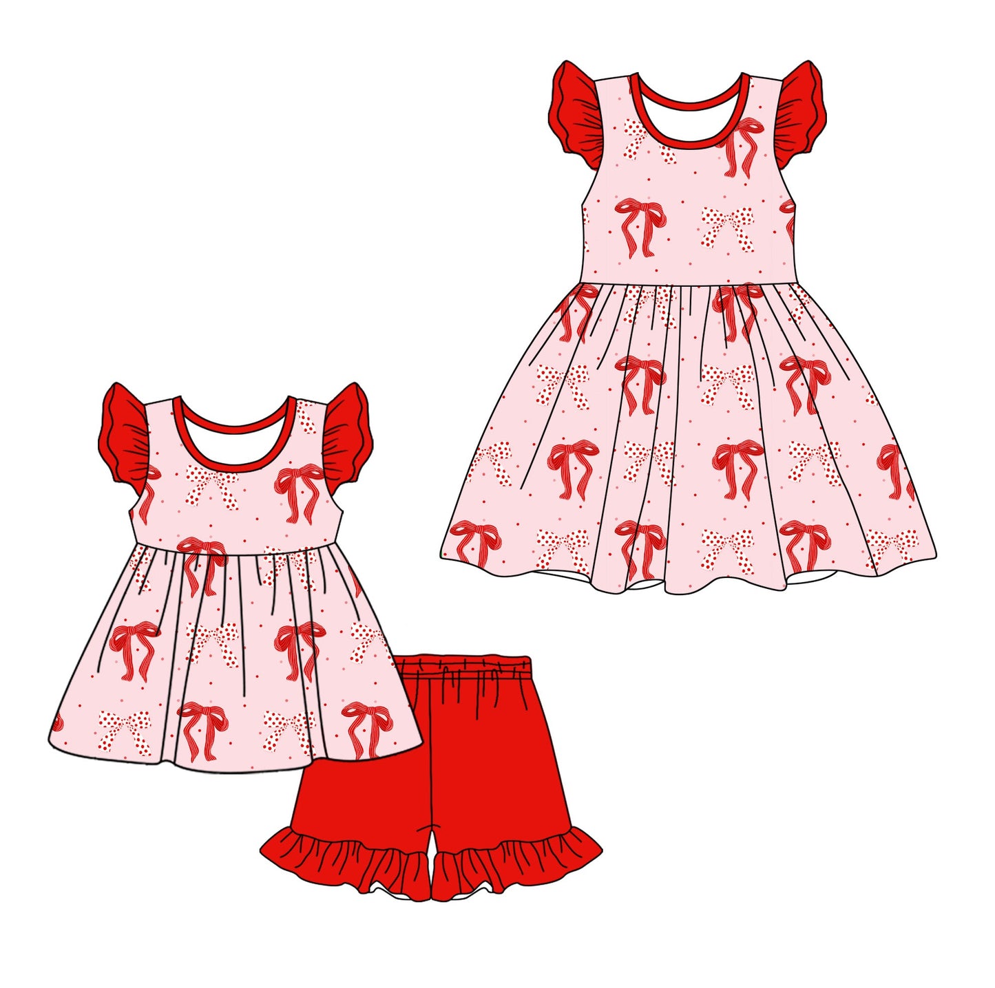 Baby Girl Short Sleeves Bows Sibling Dress Set ( Moq 5 Each Design ) 12.11