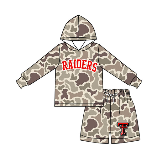 ( Moq 5 ) Baby Girls Kids Long Sleeves Hoodie Shirt Camo Shorts Team Set Clothes