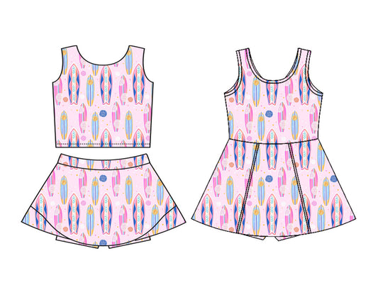 ( Moq 5 Each Style ) Baby Girls Kids Sleeveless Boats Sibling Summer Shorts Dresses Set