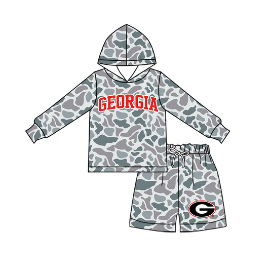 ( Moq 5 ) Baby Girls Kids Long Sleeves Hoodie Shirt Camo Shorts Team Set Clothes