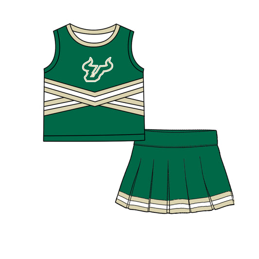 ( Moq 5 ) Baby Girls Kids Sleeveless Vest Skirt Shots Team Set Clothes