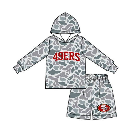 ( Moq 5 ) Baby Girls Kids Long Sleeves Hoodie Shirt Camo Shorts Team Set Clothes