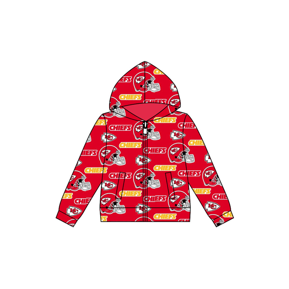 Baby Boy Long Sleeves Team Red Hooded Zipper Pocket Coat Shirt Tops Moq 5