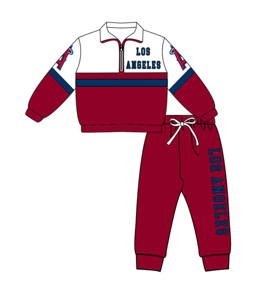 ( Moq 5 ) Baby Boys Toddler Long Sleeves Zipper A Shirt Jogger Pants Team Clothes Set