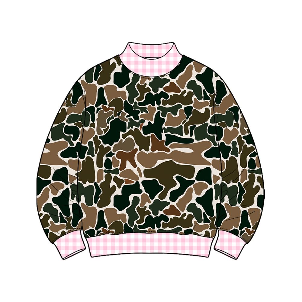( Moq 5 ) Preorder Baby Girls Toddler Long Sleeves Plaid Shirt Tops Brown Camo Clothes