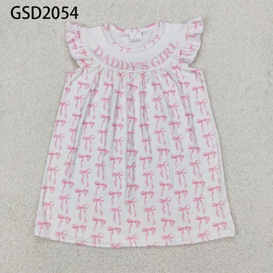 Baby Kids Daddy's Girl Pink Bows Knee Length Dress RTS