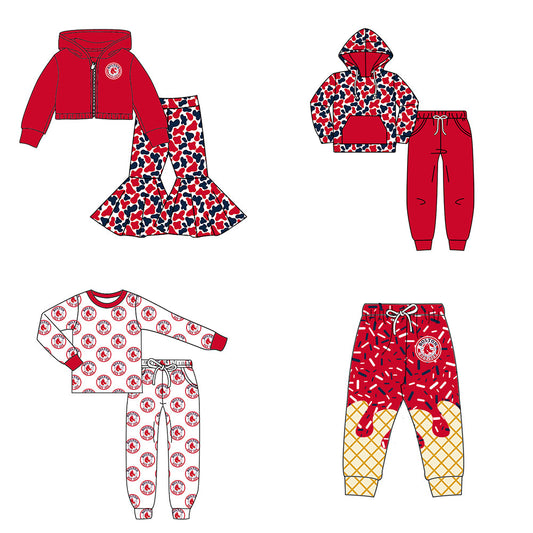 ( Moq 5 each style ) Baby Boy Girl Team Sibling Shirt Long Sleeves Red Set 8.8