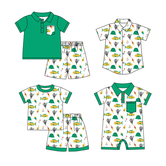 Baby Boy Short Sleeves Fishing Sibling Romper Clothes Set ( Moq 5 Each Design ) 12.9