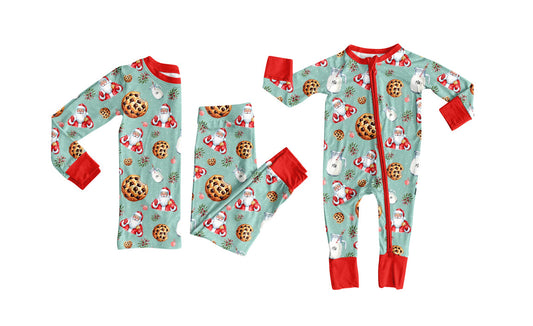 ( Moq 5 Each Style ) Baby Girl Toddler Santa Cookies Christmas Sibling Romper Set