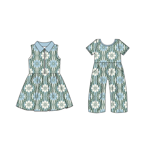 ( Moq 5 Each Style ) Baby Girl Flower Stripes Sibling Summer Dress Jumpsuit 4.21